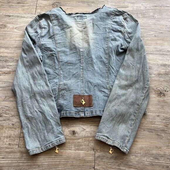 Vintage Baby Phat Denim Jean Jacket Y2K Glam Women Small Embroidered Light Blue - Picture 3 of 14